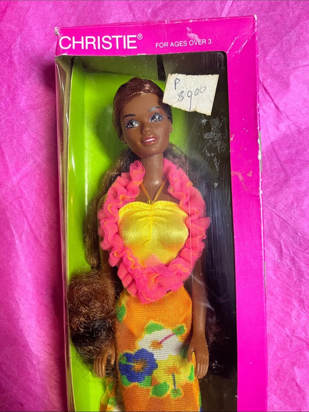 vintage 1987 Mattel Island Fun Christie doll (#4092) NRFB